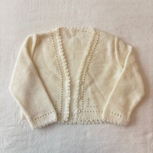 Lupe of Bilbao, Spain Infant White Acrylic Sweater, US Size 9 to 12 Months